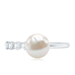 Designer Freshwater Pearl Solitaire Ring with Diamond