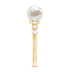 Designer Freshwater Pearl Solitaire Ring with Diamond