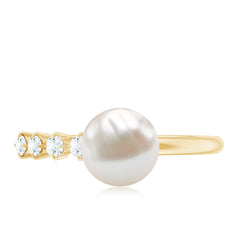 Designer Freshwater Pearl Solitaire Ring with Diamond