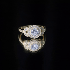 Vintage Inspired Cubic Zirconia Gold Engagement Ring
