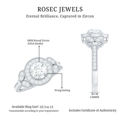 Vintage Inspired Cubic Zirconia Gold Engagement Ring