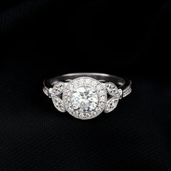Vintage Inspired Cubic Zirconia Gold Engagement Ring