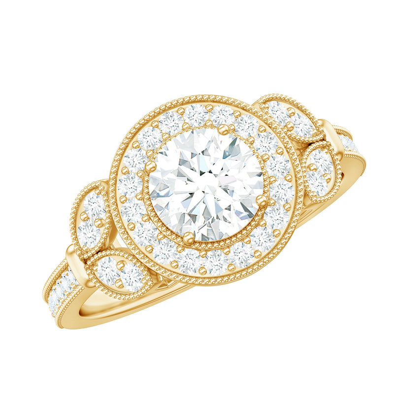 Vintage Inspired Cubic Zirconia Gold Engagement Ring