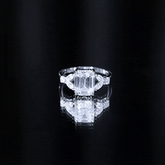Claw Set Emerald Cut Moissanite Designer Engagement Ring