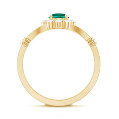 Certified 6mm Lab Grown Emerald Diamond Flower Engagement Ring with Split Shank