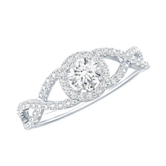 Round Shape Moissanite Crossover Engagement Ring for Women