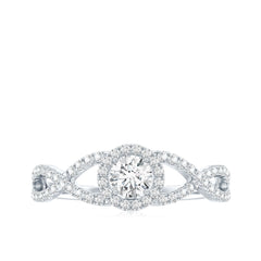 Round Shape Moissanite Crossover Engagement Ring for Women