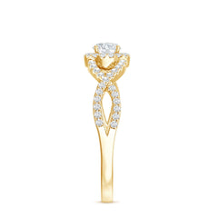 Round Shape Moissanite Crossover Engagement Ring for Women