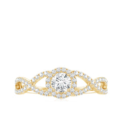 Round Shape Moissanite Crossover Engagement Ring for Women