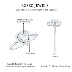 Heart Shape Moissanite Engagement Ring with Double Halo