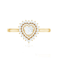 Heart Shape Moissanite Engagement Ring with Double Halo