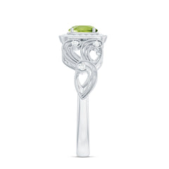 Vintage Style 0.5 Carat Peridot Engagement Ring with Diamond Halo