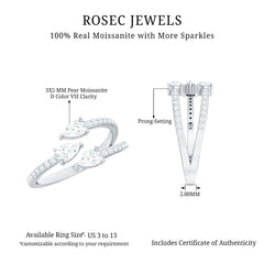 East West Style Moissanite 3 Stone Wrap Ring