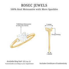 1 CT Solitaire Moissanite Heart Promise Ring