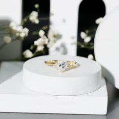 1 CT Solitaire Moissanite Heart Promise Ring