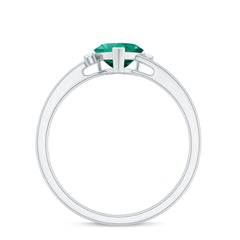 Certified Lab Grown Emerald Heart Shaped Promise Engagement Ring with Diamond