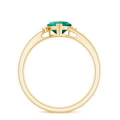 Certified Lab Grown Emerald Heart Shaped Promise Engagement Ring with Diamond