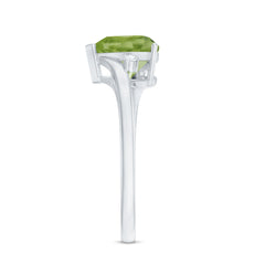 Real 2 Carat Peridot Heart Engagement Ring with Diamond