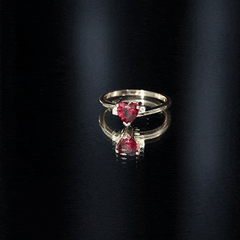 Heart Shape Lab Grown Ruby Solitaire Promise Ring with Diamond