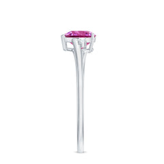 1 CT Heart Shape Pink Tourmaline Solitaire Promise Ring with Diamond
