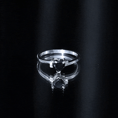 Heart Shaped Black Onyx Engagement Ring with Diamonds