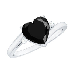 2 Carat Heart Shape Black Spinel Solitaire Engagement Ring