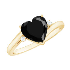 2 Carat Heart Shape Black Spinel Solitaire Engagement Ring