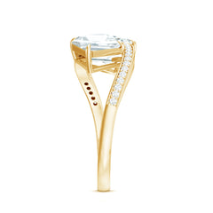 Asscher Cut Cubic Zirconia Two Stone Engagement Ring