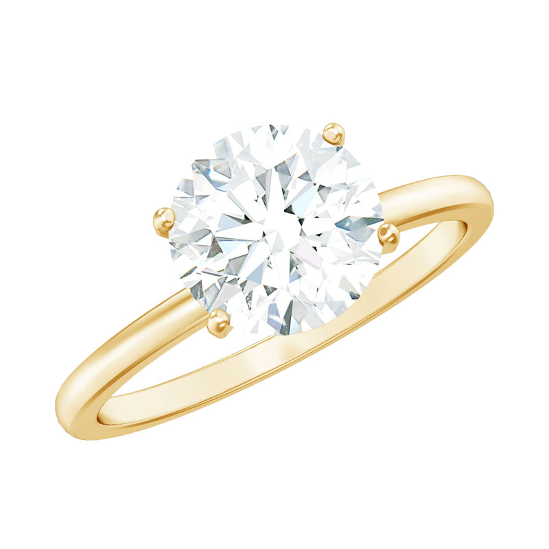 2 CT Simple Round Zircon Solitaire Ring in Peg Head Setting