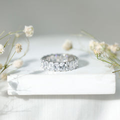Emerald Cut Zircon Full Eternity Band Ring