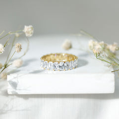 Emerald Cut Zircon Full Eternity Band Ring