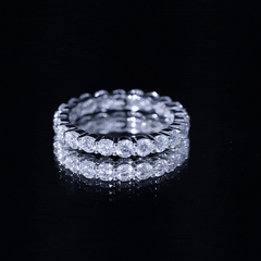Round Cubic Zirconia Full Eternity Band Ring in Gold