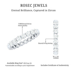 Round Cubic Zirconia Full Eternity Band Ring in Gold