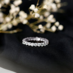 Round Cubic Zirconia Full Eternity Band Ring in Gold