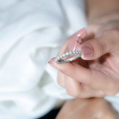 Round Cubic Zirconia Full Eternity Band Ring in Gold