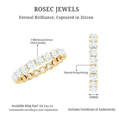 Round Cubic Zirconia Full Eternity Band Ring in Gold