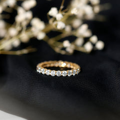 Round Cubic Zirconia Full Eternity Band Ring in Gold