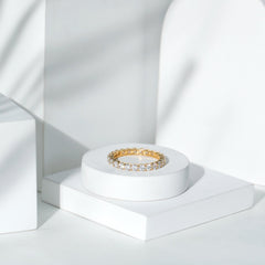 Round Cubic Zirconia Full Eternity Band Ring in Gold