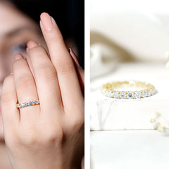 Round Cubic Zirconia Full Eternity Band Ring in Gold
