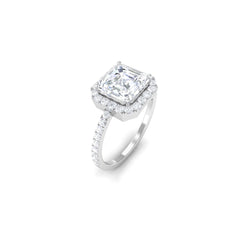 Asscher Cut Simulated Diamond Halo Engagement Ring