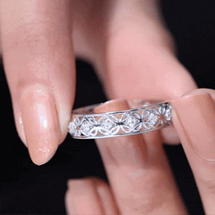 Vintage Inspired Zircon Celtic Knot Full Eternity Band Ring in Gold