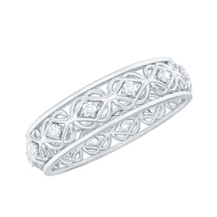 Vintage Inspired Zircon Celtic Knot Full Eternity Band Ring in Gold