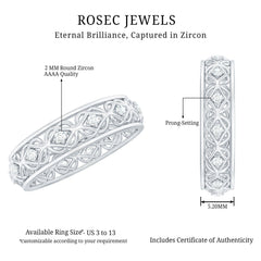 Vintage Inspired Zircon Celtic Knot Full Eternity Band Ring in Gold