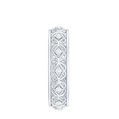 Vintage Inspired Zircon Celtic Knot Full Eternity Band Ring in Gold