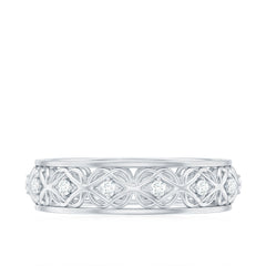 Vintage Inspired Zircon Celtic Knot Full Eternity Band Ring in Gold