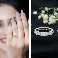 3 CT Channel Set Round Moissanite Full Eternity Band Ring