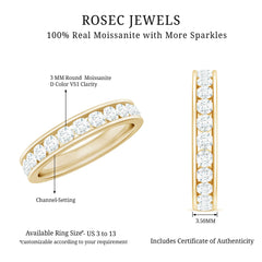 3 CT Channel Set Round Moissanite Full Eternity Band Ring