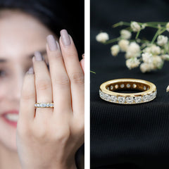 3 CT Channel Set Round Moissanite Full Eternity Band Ring