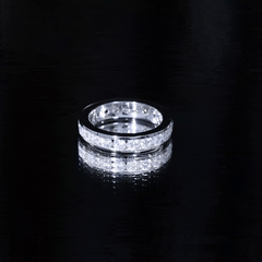 Channel Set Round Cubic Zirconia Full Eternity Band Ring