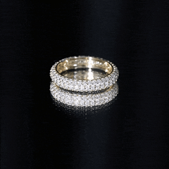 3 CT Simulated Diamond Three Row Eternity Band in Gold